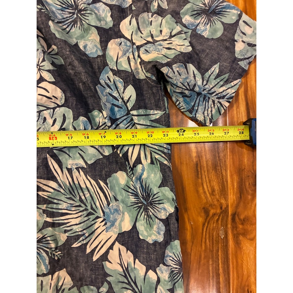Cooke Street Honolulu Mens Blue Floral Cotton‎ Hawaiian Shirt L Vintage Damaged - Picture 5 of 7